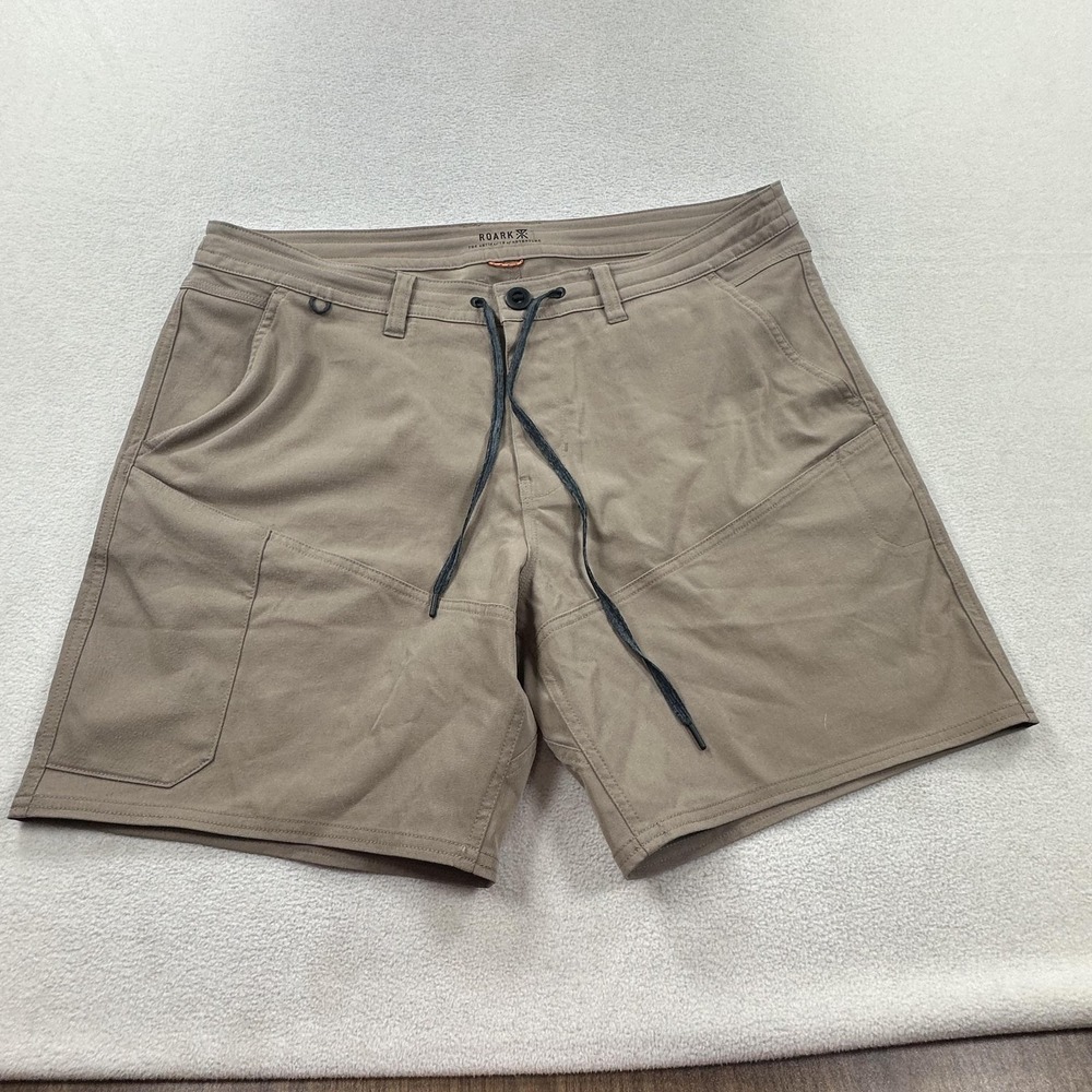 Roark Shorts Mens 36 Beige Explorer Long Road Chino Canvas 7" Hiking Camp